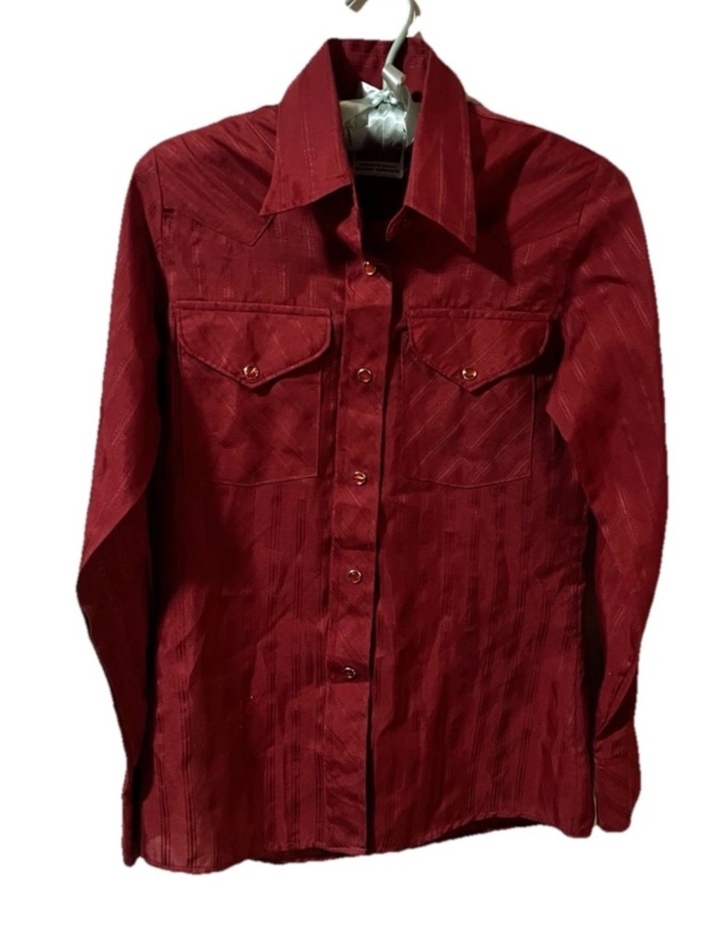 Women’s / juniors vintage sz 11/12 Deep Red  pearl Button-Up Western Shirt